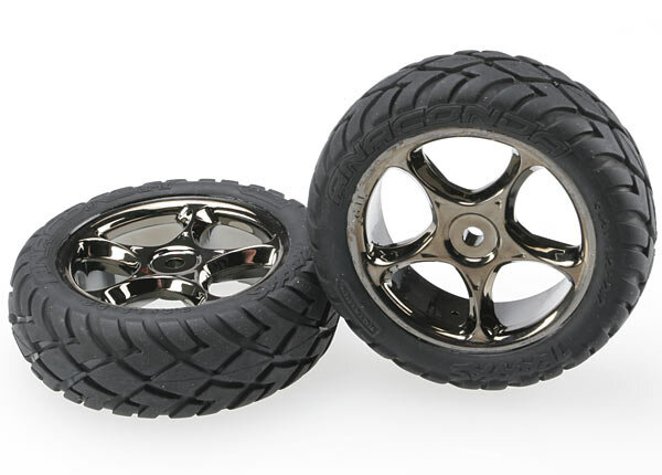 Traxxas tyres Anaconda 2,2 front on black chrome rim (2 pcs.)