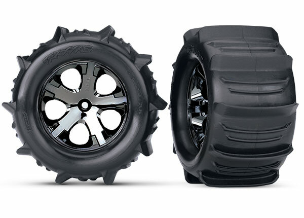 Traxxas TRX3689 Paddle tyres on rim 28 All-Star chrome black TSM rate (2 pcs.)
