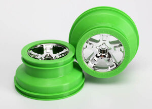 Traxxas wheels SCT chrome 2WD rear X Slash chrome/green...
