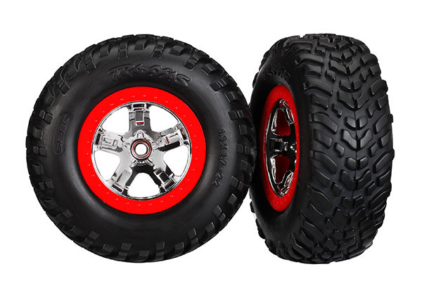 Traxxas tyre+rim mounted 2.2/3.0 Slash 2WD vo chrome/red beadlock (2 pcs.)