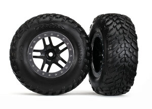 Traxxas tyres on rim(S1) satin chrome 2.2/3.0 4WD v/h 2WD...