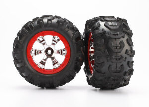 Traxxas TRX7272 Canyon AT complete wheels, beadlock red...