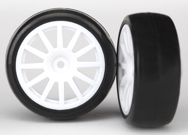 Traxxas slick tyres on white rim (2 pcs.)