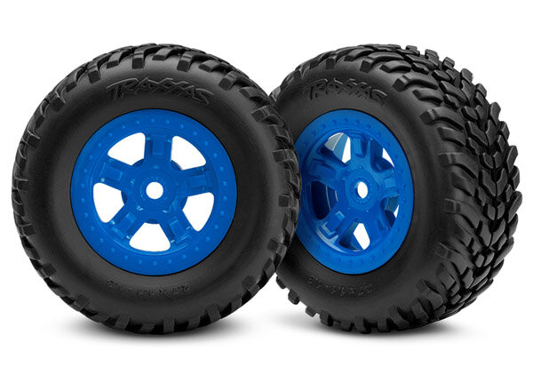 Traxxas TRX7674 Reifen auf Felge (SCT blau re-li) (2 Stk.)