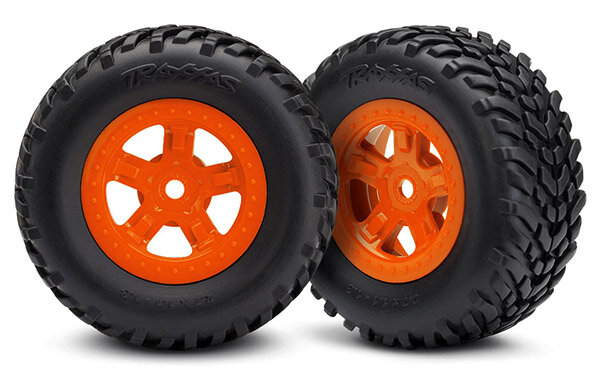 Traxxas TRX7674A Tyres on rim (SCT orange re-li) (2 pcs.)