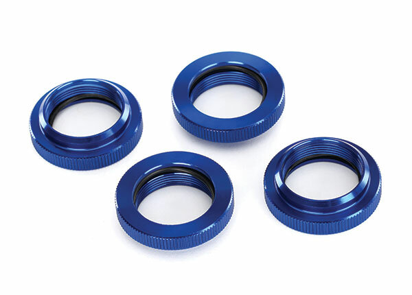 Traxxas TRX7767 spring holder (adjuster), blue anodised alloy, GTX shocks (4) XMAXX