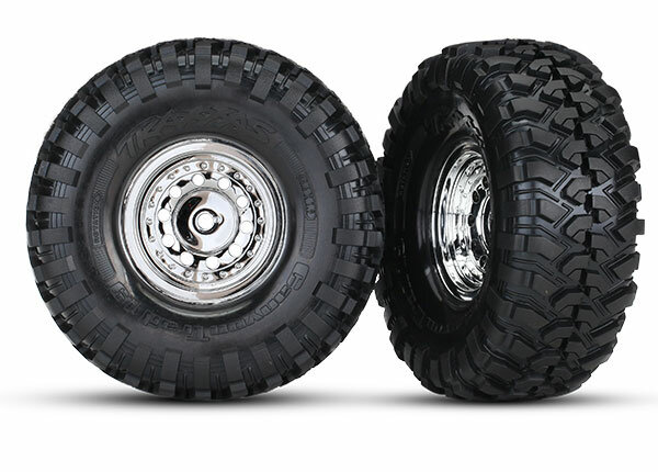 Traxxas TRX8177 Tyres on rim 1.9" chrome, Canyon Trail 1.9" tyres, centre (2 pcs.)