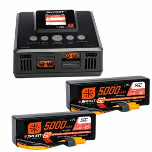 Spektrum SPMXPSS800I Smart Powerstage 8S Surface Bundle: (2) G2 5000mAh 4S LiPo IC5 & S250 Ladegerät EU