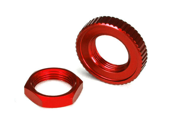 Traxxas TRX8345R Servo saver nuts alloy red (hex (1), serrated (1))