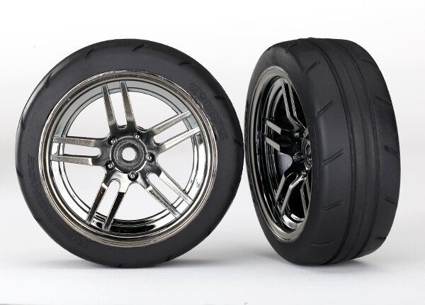 Traxxas TRX8373 Reifen auf Felge Split-Spoke Chrome-schwarz 1.9 Response vo für Ford GT (2 Stk.)