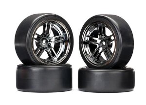 Traxxas TRX8378 Tyres on rims glued split-spoke rim black...