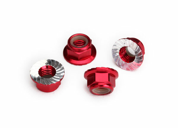 Traxxas TRX8447R Collar stop nut 5mm serrated alloy (4) red