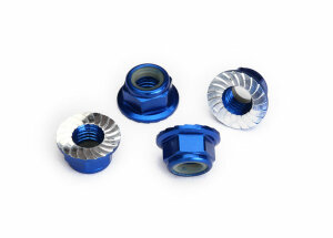 Traxxas TRX8447X Collar stop nut 5mm serrated alloy (4) blue