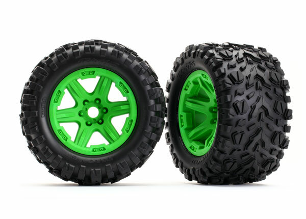 Traxxas TRX8672G tyre mounted on green rim (Talon EXT 38) E-Revo V 2.0 (2 pcs.)
