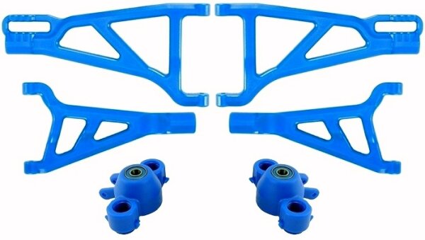 RPM Kit complet bras de suspension/levier de direction bleu avant pour Revo/E-Revo/Brushless 1/8