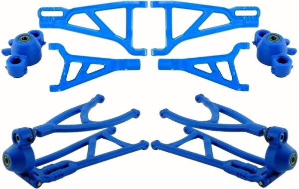 RPM Kit complet de bras de suspension True-Track bleu avant et arrière Revo/E-Revo/Brushless 1/8