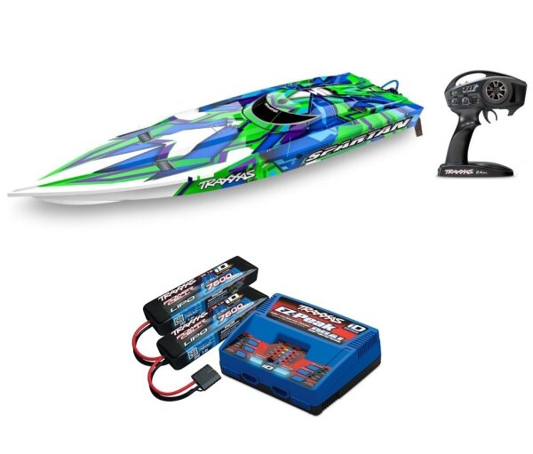 Traxxas TRX57076-4 Spartan Brushless Race Boat RTR TQi Wireless TSM Stability System with Traxxas 4S Combo