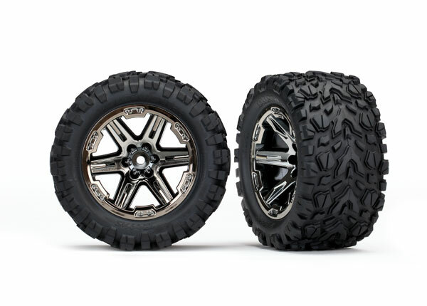 Traxxas TRX6774X tyres & rims mounted 2.8 rear (Rustler 2WD) rims black-chrome (2 pcs.)