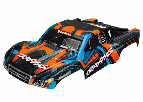Traxxas TRX6844 Karosserie Slash 4X4 orange mit blau (lackiert + Aufkleber)