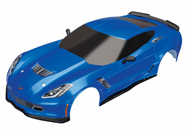 Traxxas TRX8386X Karosszéria Chevrolet Corvette Z06 kék matricákkal (összeszerelve)