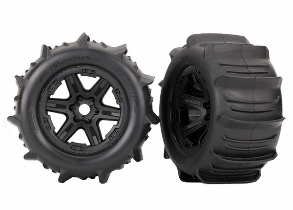 Traxxas TRX8674 Tyres & Rims mounted black 3.8 Paddle (2 pcs.)