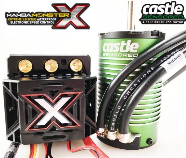 Castle Creations 010-0145-03 Mamba MonsterX 2200KV Sensore Motore 1:8 Brushless Set impermeabile