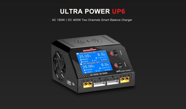 Ultra Power UP6 DUO LiPo-NiMh Oplader 2x 10 A en 2x 200 Watt