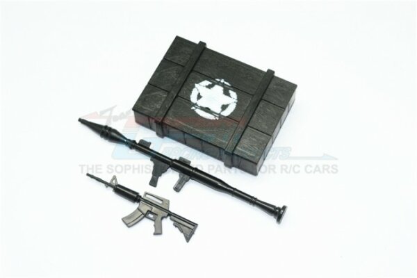 GPM-ZSP023-OC TRX-4 Defender Accessoires Scale Caisse darmes + arme pour Crawler (A) - Kit de 3 pièces