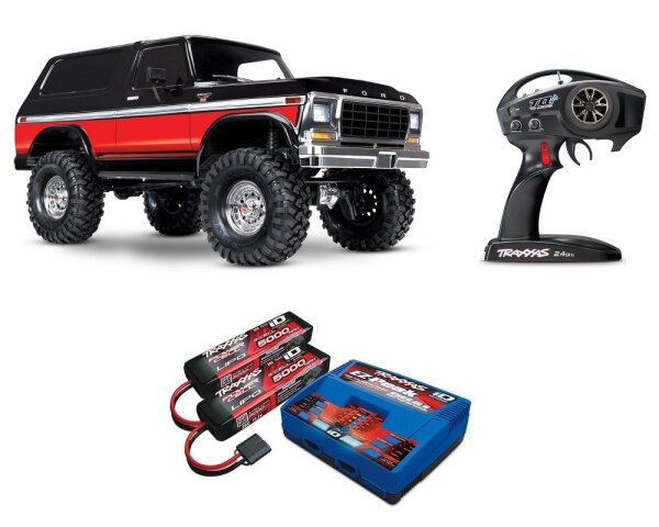 Traxxas 82046-4 TRX-4 1979 Ford Bronco 1/10th scale 4WD RTR Crawler TQi 2.4GHz with Traxxas 3S Combo Red
