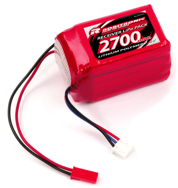 Robitronic R05202 LiPo Battery 2700mAh 2S 2/3A Hump Size Receiver Pack (EH)
