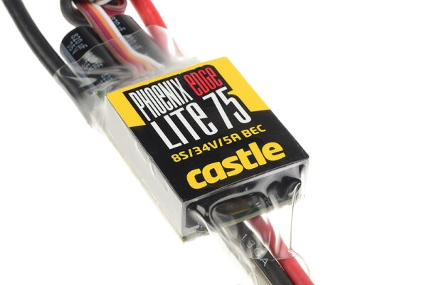 Castle-Creations 010-0112-00 Phoenix Edge Lite 75 High Performance Brushless Flight And Heli Controller Lightweight Version Data Logger Telemetry Capable Aux. Cable 2-8S 75A 5A Sbec