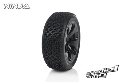 MedialPro MP-6115-M4 Racing Tyres And Rims Glued Ninja M4 Super Soft Black Rims Front Slash 2Wd