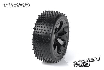 MedialPro MP-6165-M3 Racing Tyres And Rims Glued Turbo M3 Soft Black Rims Front Slash 2Wd
