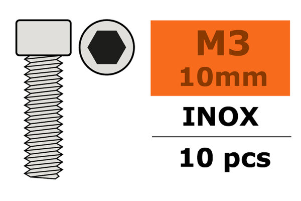 GForce GF-0200-007 Kaaskopschroef binnenzeskant M3X10 Inox 10 st