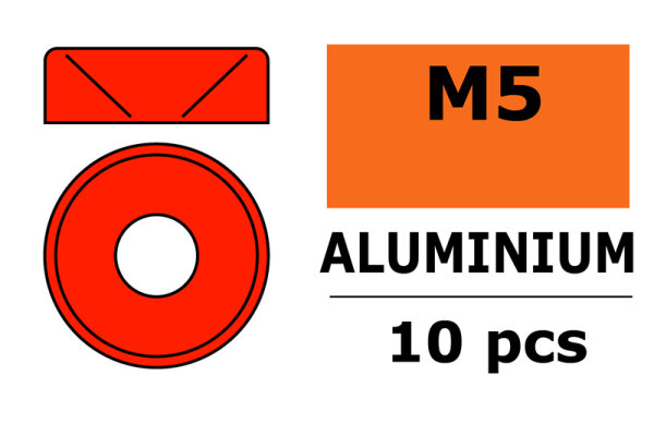 GForce GF-0405-055 Aluminium Unterlegscheibe Für M5 Senkkopfschrauben Ad=12Mm Rot 10 St
