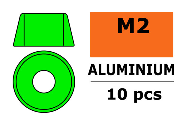 GForce GF-0406-011 Aluminium washer For M2 cylinder head screws Ad=6Mm Green 10 pc