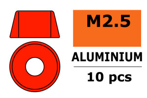 GForce GF-0406-025 Aluminium Unterlegscheibe F&uuml;r M2.5 Zylinderkopfschrauben Ad=7Mm Rot 10 St