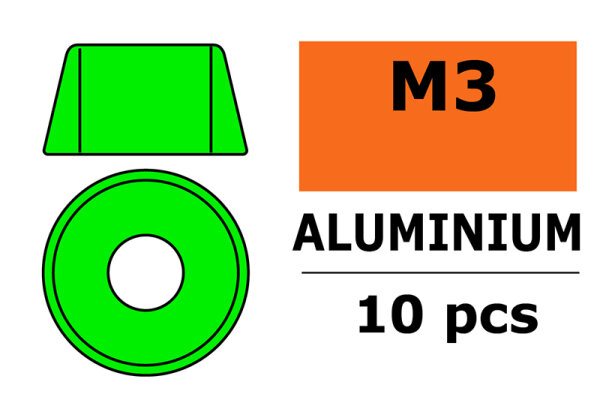 GForce GF-0406-031 Alumínium alátét M3 hengerfejcsavarokhoz Ad=8Mm Zöld 10 db