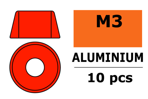 GForce GF-0406-035 Aluminium Unterlegscheibe Für M3 Zylinderkopfschrauben Ad=8Mm Rot 10 St