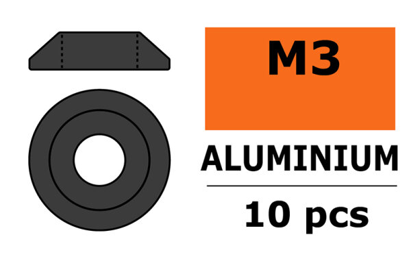 GForce GF-0407-023 Aluminium Washer For M3 Pan Head Screws Ad=10Mm Gun Metal 10pcs