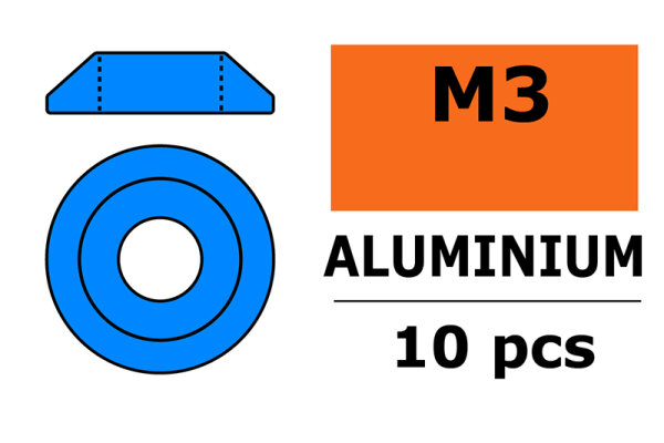 GForce GF-0407-024 Aluminium Washer For M3 Pan Head Screws Ad=10Mm Blue 10pcs