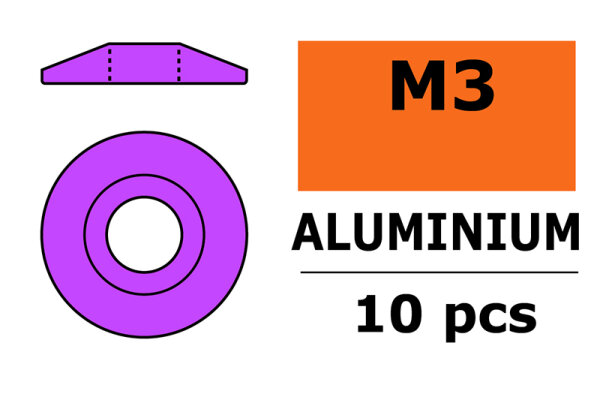 GForce GF-0407-032 aluminium sluitring voor M3 Panhead schroeven Ad=15Mm Violet 10st