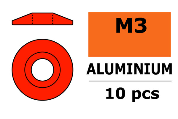 GForce GF-0407-035 Aluminium Unterlegscheibe For M3 Linsenkopfschrauben Ad=15Mm Rot 10 St