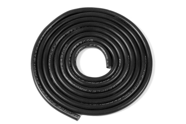 GForce GF-1341-051 Silicone Cable Powerflex Pro+ Black 16Awg 643/0.05 Strands Ad 3.0Mm 1M