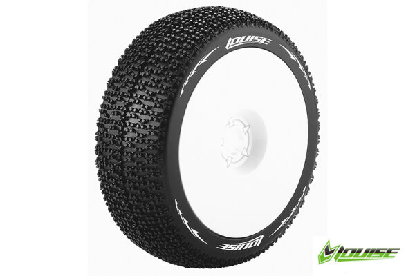 Team Louise L-T3100VW B-Maglev 1-8 Buggy Tyres Ready Glued Super Soft Rims White Hex 17Mm (2 pcs.)