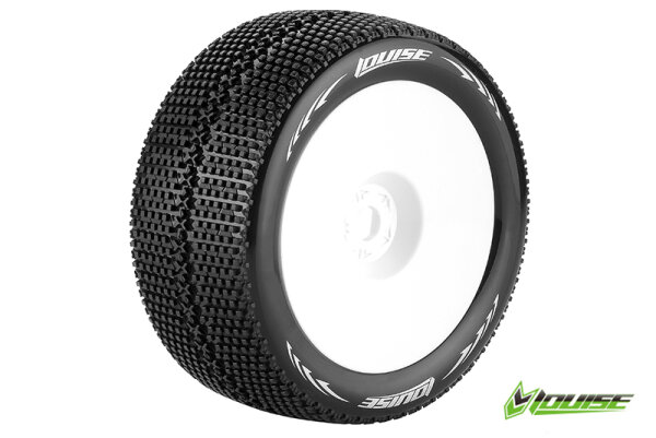 Team Louise L-T3112SWH T-Turbo 1-8 Truggy Tyres Ready Glued Soft Rims White 1/2" Offset Hex 17Mm (2 pcs.)