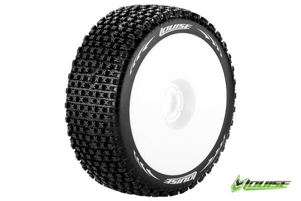Team Louise L-T3126VW B-Pirate 1-8 Buggy Tyres Ready Glued Super Soft Wheels White Hex 17Mm (2 pcs.)
