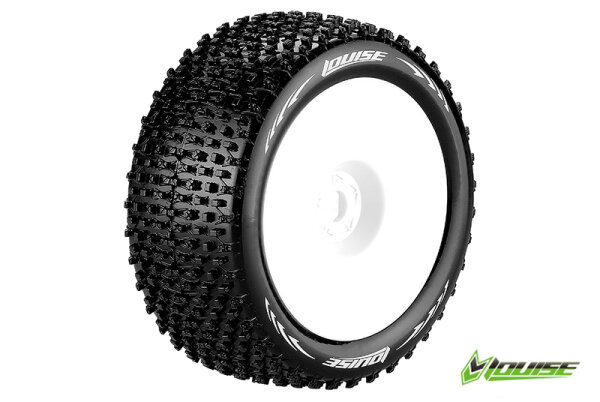 Team Louise L-T3134SWH T-Pirate 1-8 Truggy Tyres Ready Glued Soft Rims White 1/2" Offset Hex 17Mm (2 pcs.)