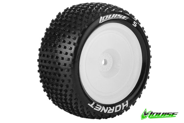 Team Louise L-T3172SWKR E-Hornet 1-10 Buggy Tyres Ready Glued Soft Rims White Kyosho Hex 12Mm 4Wd Rear (2 pcs.)
