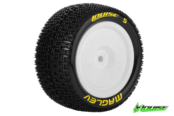 Team Louise L-T3176SWKR E-Maglev 1-10 Buggy Tyres Ready Glued Soft Rims White Kyosho Hex 12Mm 4Wd Rear (2 pcs.)